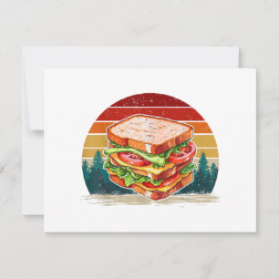 Tarjeta Festiva Sandwich Comida Vintage Estilo Alteración Retro Sa