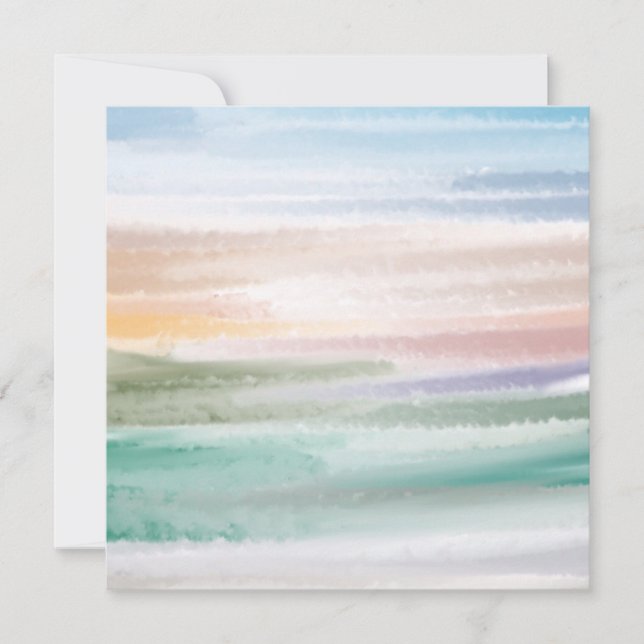 Tarjeta Festiva Sandy Beach Ocean Waves Sunset Abstract Watercolor (Anverso)