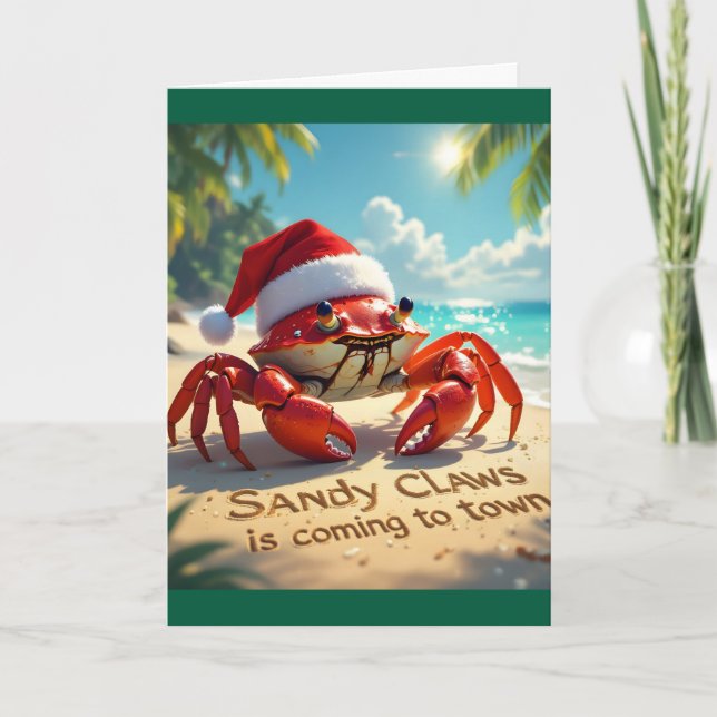 Tarjeta Festiva Sandy claws is coming to town (Anverso)