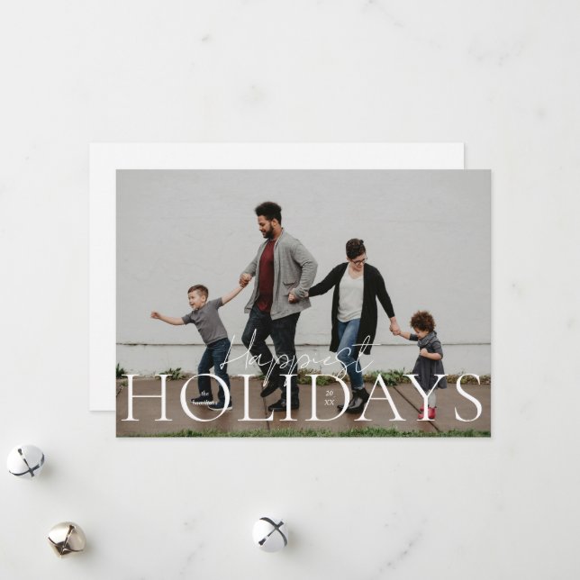 Tarjeta Festiva Sangrado completo con el más feliz en escritura y  (Anverso/Reverso In Situ)