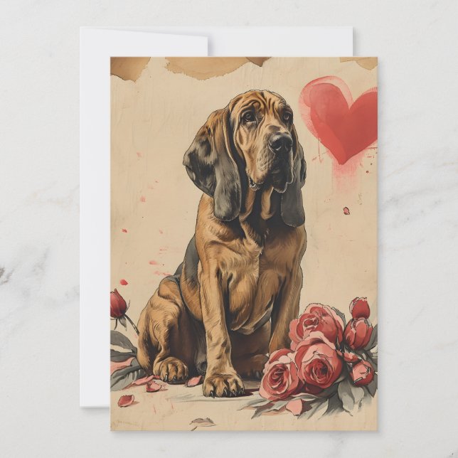 Tarjeta Festiva Sangre de sabueso vintage Día de San Valentín  (Anverso)