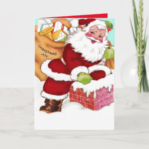 Tarjeta Festiva Santa abajo de la chimenea