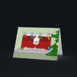 Tarjeta Festiva Santa Abajo la chimenea<br><div class="desc">Santa Abajo la tarjeta de Navidades de chimenea</div>