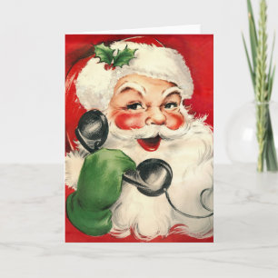 Tarjeta Festiva Santa al teléfono