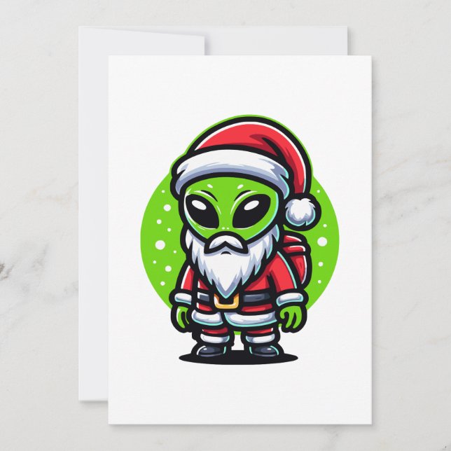Tarjeta Festiva Santa Alien (Anverso)