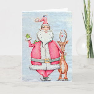 Tarjeta Festiva Santa and Friends Greeting Card