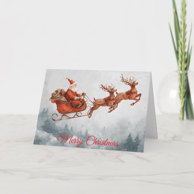 Tarjeta Festiva Santa and his Sleigh (Anverso)