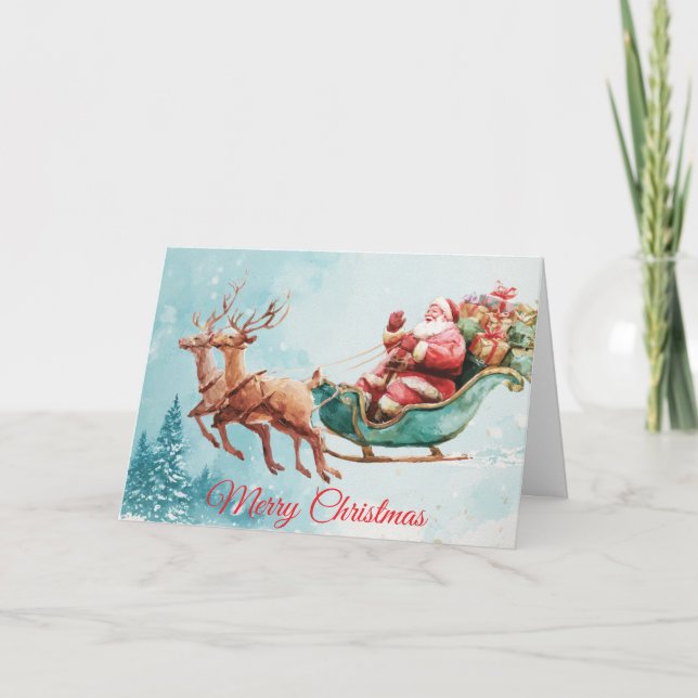 Tarjeta Festiva Santa and his Sleigh (Anverso)