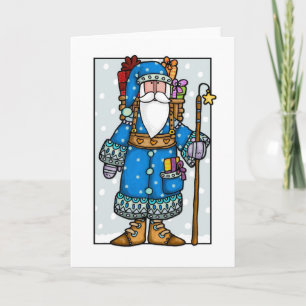 Tarjeta Festiva santa azul