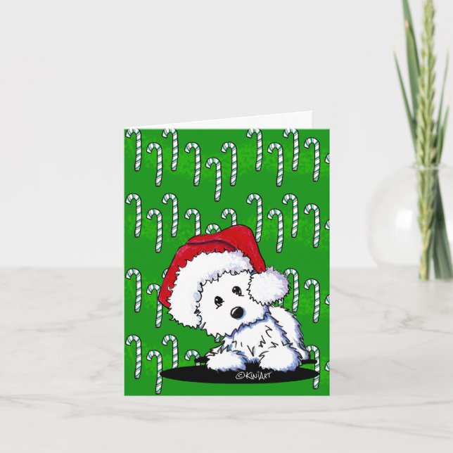 Tarjeta Festiva Santa Baby KiniArt Westie (Anverso)