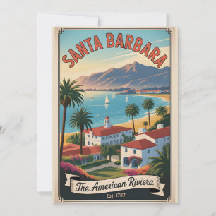 Tarjeta Festiva Santa Barbara California Vintage Retro Viajes
