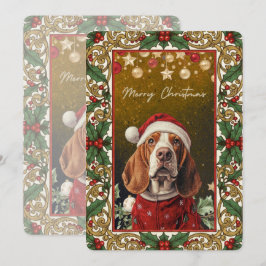 Tarjeta Festiva Santa Basset Hound Christmas 