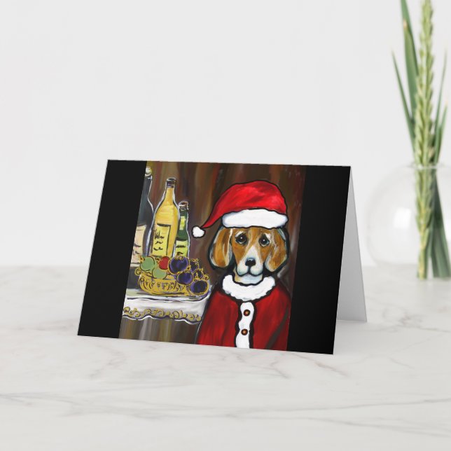 TARJETA FESTIVA SANTA BEAGLE (Anverso)