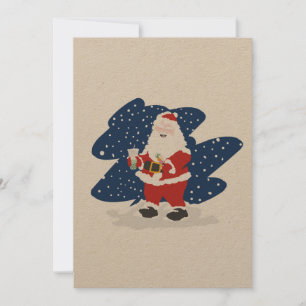 Tarjeta Festiva Santa bebiendo té de burbujas
