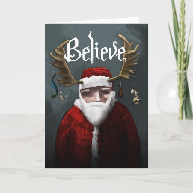 Tarjeta Festiva Santa "Believe" (Anverso)