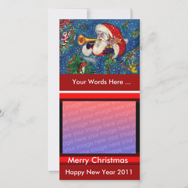 TARJETA FESTIVA SANTA BUGLER NAVIDADES MUSICALES POR LA NOCHE (Anverso)