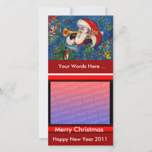 TARJETA FESTIVA SANTA BUGLER NAVIDADES MUSICALES POR LA NOCHE