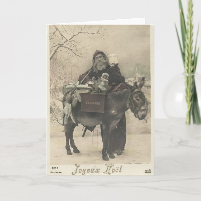 Tarjeta Festiva Santa - burro - juguetes - Francia a comienzos de  (Anverso)