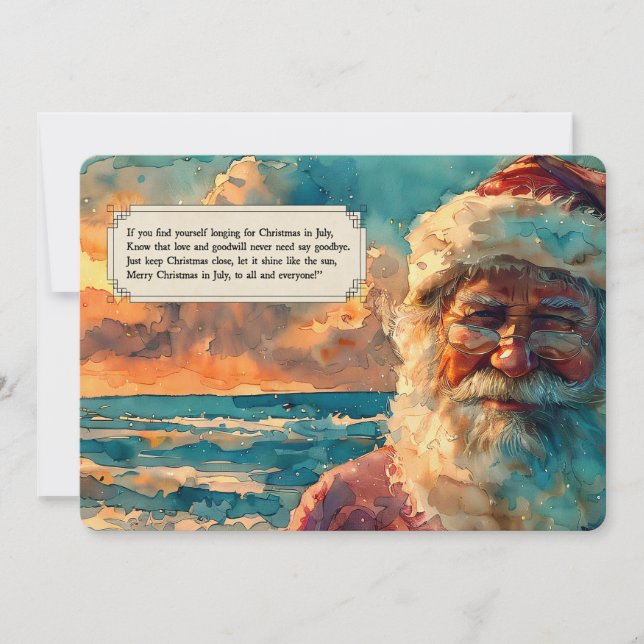Tarjeta Festiva Santa by the Sea – Christmas in July Holiday Card  (Anverso)