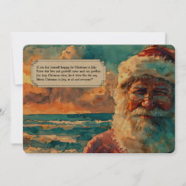Tarjeta Festiva Santa by the Sea – Christmas in July Holiday Card 