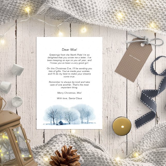 Tarjeta Festiva Santa Carta para el Bebé Blue Winter Village Rusti (Subido por el creador)