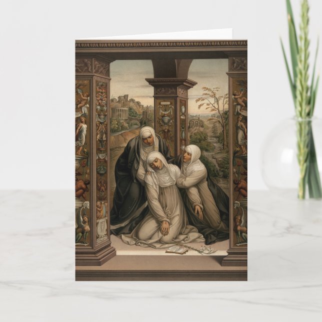 Tarjeta Festiva Santa Catalina de Siena, estigmatista religioso (Anverso)