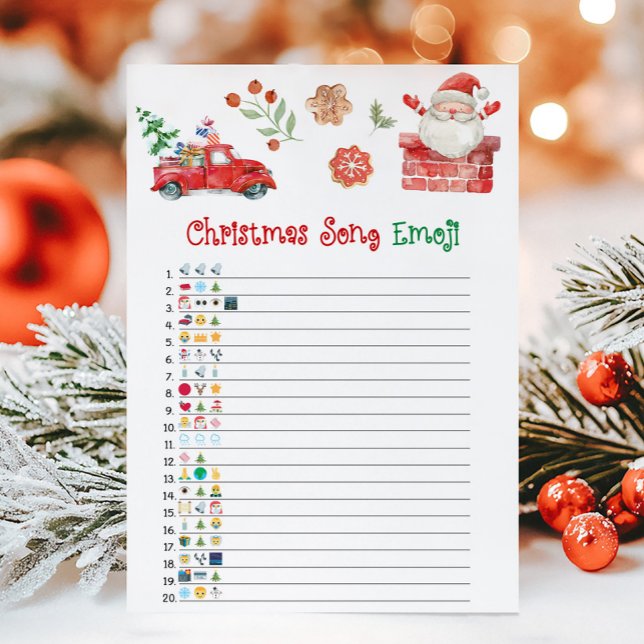 Tarjeta Festiva Santa Christmas Song Emoji Game (Christmas Party Game)