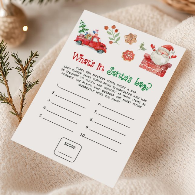 Tarjeta Festiva Santa Christmas What's in Santa's Bag Game (Christmas Party Games)