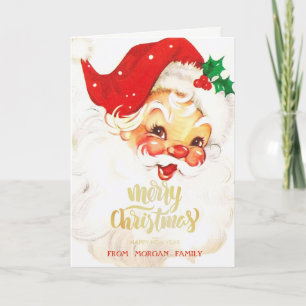 Tarjeta Festiva Santa Claus acuarela rojo