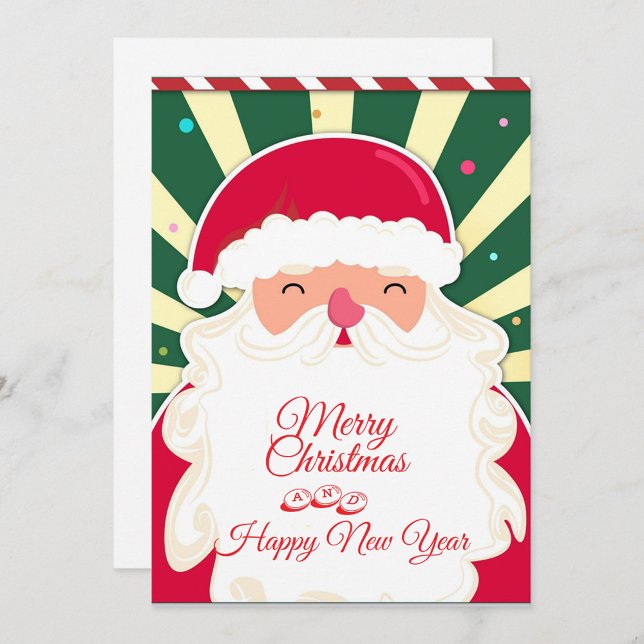 Tarjeta Festiva Santa Claus adorable (Merry Christmas and Happy New Year!)