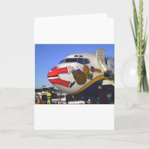 TARJETA FESTIVA SANTA CLAUS AIRLINER MID-AIR