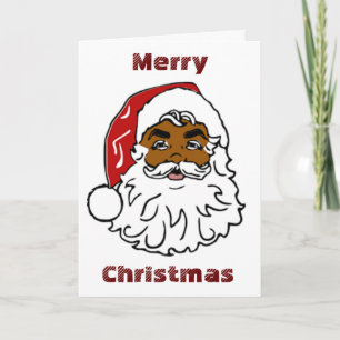 TARJETA FESTIVA SANTA CLAUS AMERICANO AFRICANO DESEA