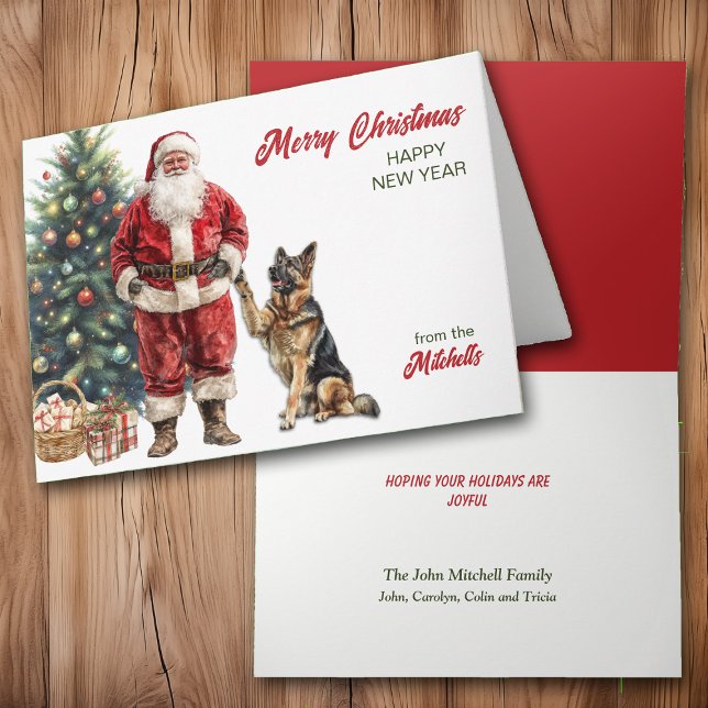 Tarjeta Festiva Santa Claus and German Shepherd Dog Christmas (Subido por el creador)