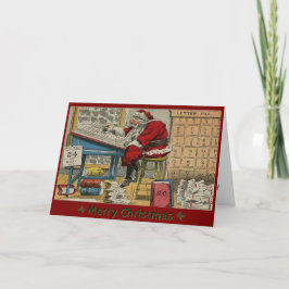 Tarjeta Festiva Santa Claus Antiguo Revisando Listas PERSONALIZADO