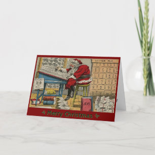 Tarjeta Festiva Santa Claus Antiguo Revisando Listas PERSONALIZADO