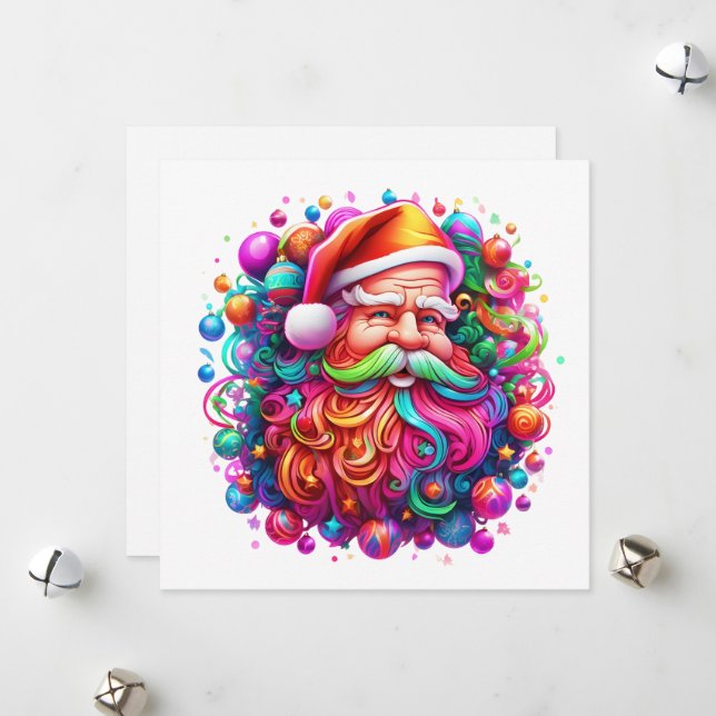 Tarjeta Festiva Santa Claus Arcoíris (Anverso/Reverso In Situ)
