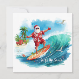 Tarjeta Festiva SANTA CLAUS  at Hawaii Beach for Christmas