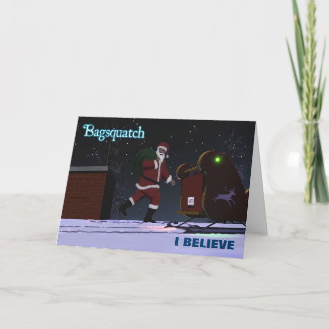 Tarjeta Festiva Santa Claus - Bagsquatch (Anverso)