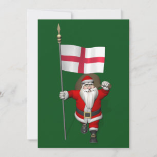 Tarjeta Festiva Santa Claus Con Bandera De Inglaterra