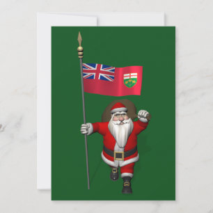 Tarjeta Festiva Santa Claus Con Bandera De Ontario CDN