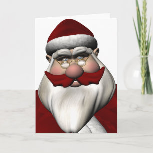 Tarjeta Festiva Santa Claus con bigote rojo