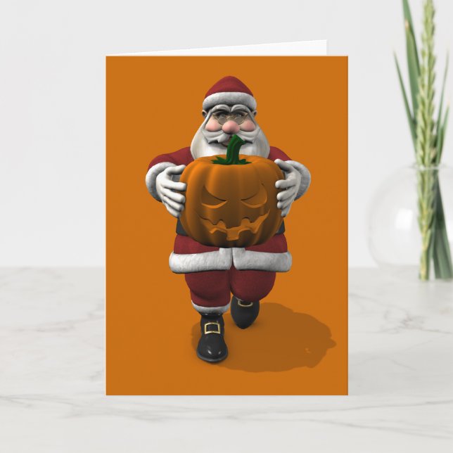 Tarjeta Festiva Santa Claus con calabaza (Anverso)