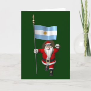 Tarjeta Festiva Santa Claus Con El Destino De Argentina