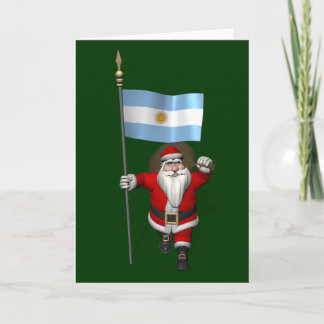 Tarjeta Festiva Santa Claus Con El Destino De Argentina