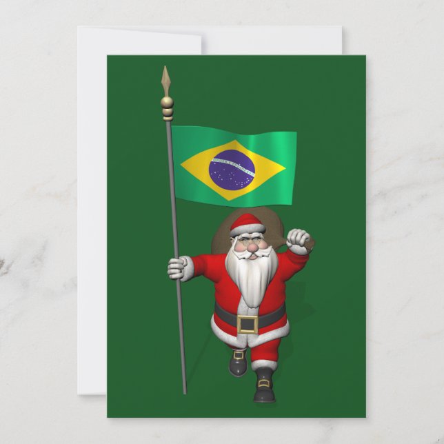 Tarjeta Festiva Santa Claus Con El Destino De Brasil (Anverso)