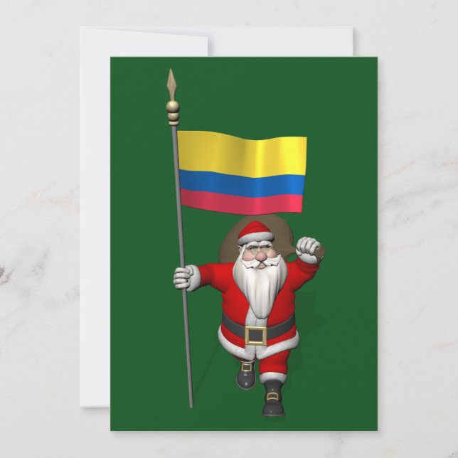 Tarjeta Festiva Santa Claus Con El Destino De Colombia (Anverso)