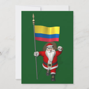 Tarjeta Festiva Santa Claus Con El Destino De Colombia
