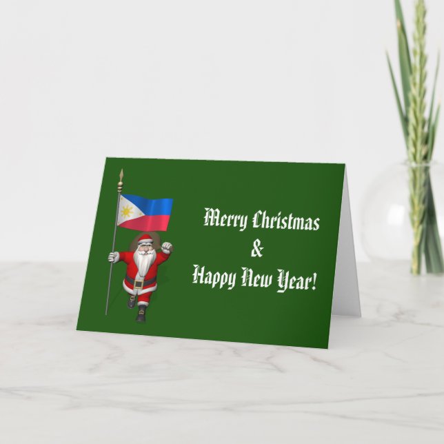 Tarjeta Festiva Santa Claus Con El Destino De Filipinas (Anverso)