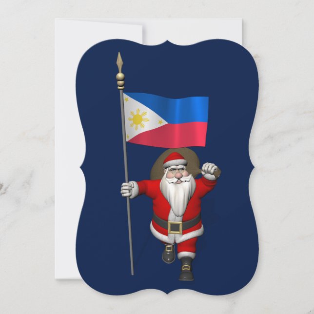 Tarjeta Festiva Santa Claus Con El Destino De Filipinas (Anverso)