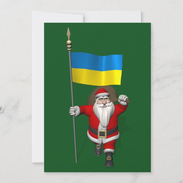 Tarjeta Festiva Santa Claus Con El Destino De Ucrania (Anverso)